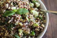Chilled Tri-Color Quinoa Salad with Cucumber, Mint & Lime Dressing
