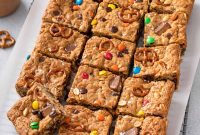 Chewy Monster Cookie Bars Recipe with M&M’s and Chocolate Chips