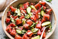 Watermelon, Feta & Basil Salad with Balsamic Glaze