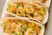 Spicy Asian Shrimp Tacos with Crunchy Slaw and Lime