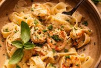 Garlic Lemon Shrimp Pasta with Creamy White Wine Sauce