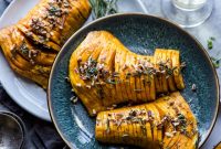 Hasselback Butternut Squash with Dorothy Lynch Dressing