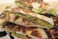 Shrimp & Hatch Chile Quesadilla with Creamy Avocado Grill
