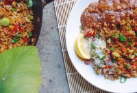 Vegetable Fried Rice with Creamy Peanut Satay Sauce