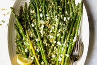 Roasted Asparagus with Walnut Gremolata and Goat Cheese Recipe