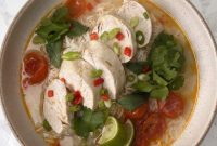 Fragrant Thai Chicken Soup with Rice and Cherry Tomatoes Recipe