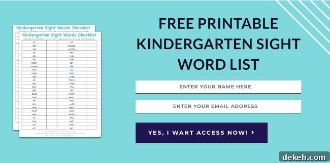 Kindergarten sight word optin