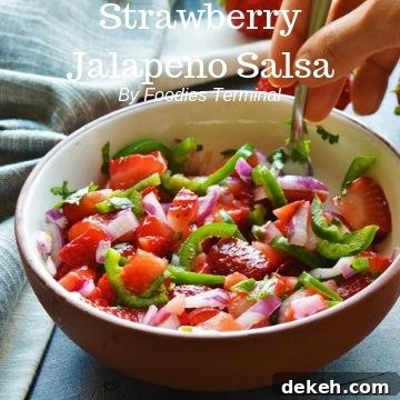 Colorful Salsa made with strawberries, jalapeno, cilantro