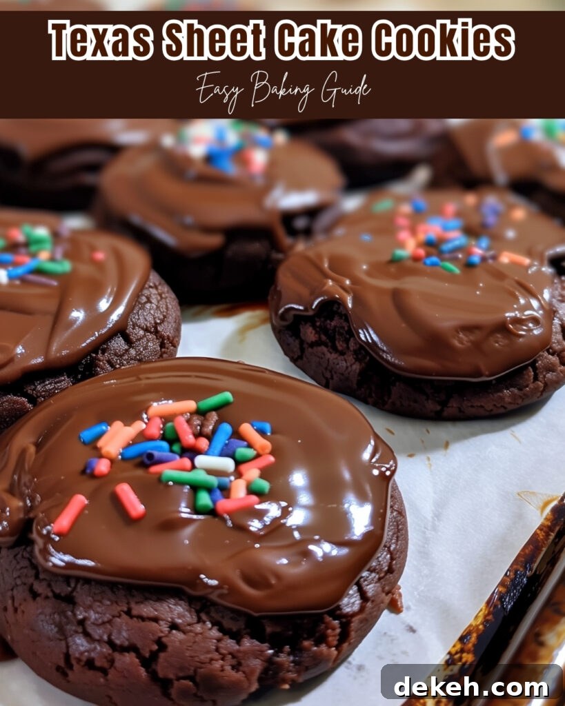 Texas Sheet Cake Cookies Instructions:
1️⃣ Preheat oven to 350°F. Mix cake mix, eggs, and oil into dough.
2️⃣ Scoop onto parchment-lined sheet and bake for 7-8 mins.
3️⃣ For frosting: Melt butter, cocoa, and milk, then whisk in powdered sugar.
4️⃣ Pour frosting over cookies. Let set and enjoy! 😋