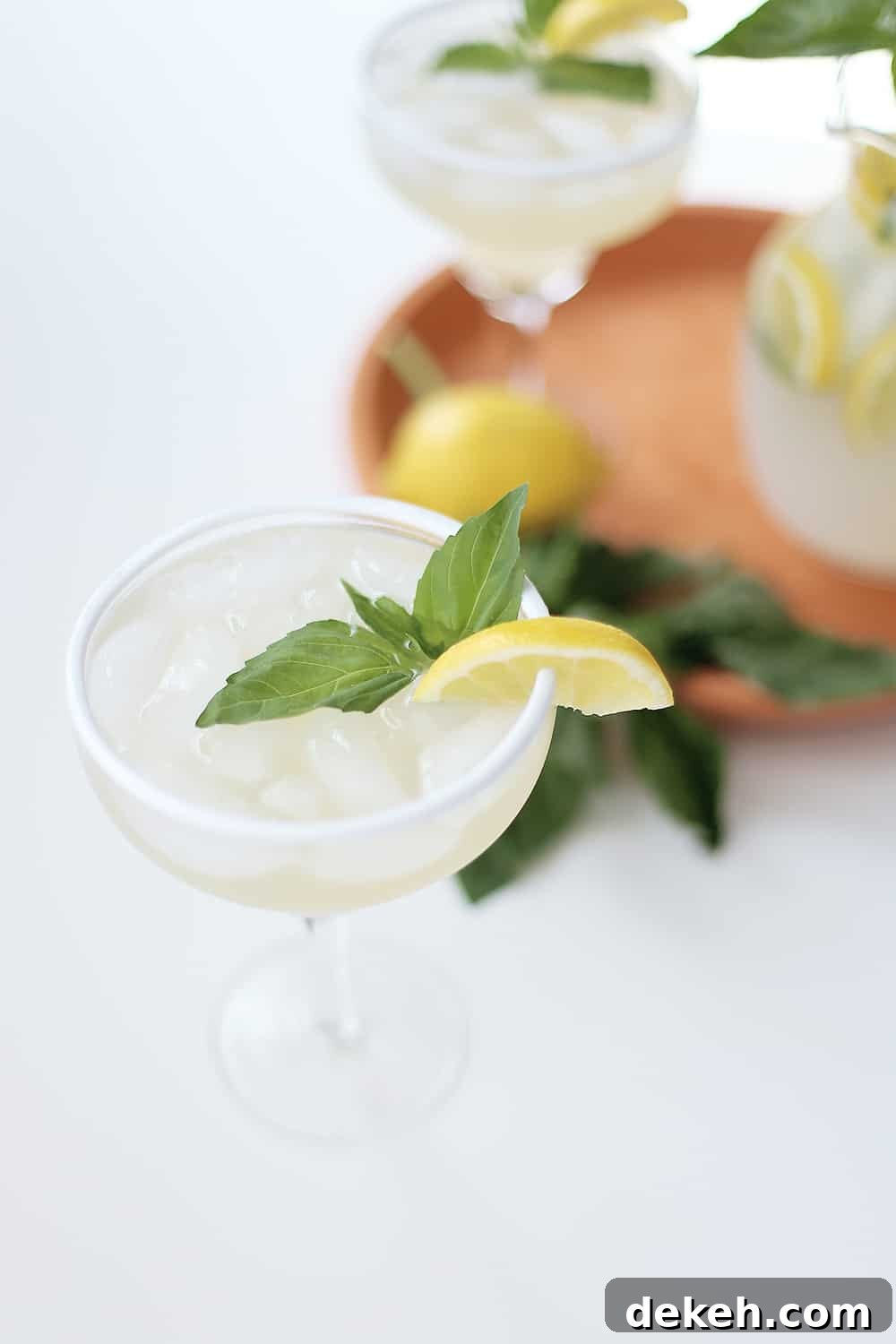 Basil tequila lemonade in a glass