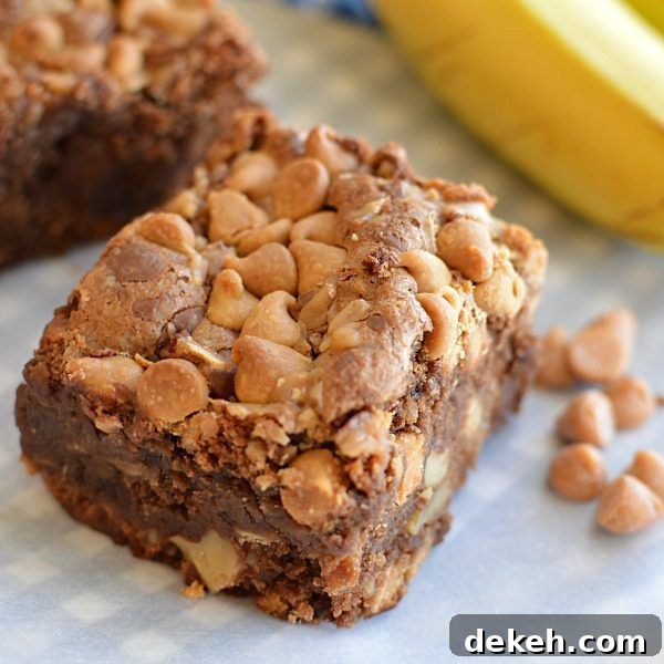 Peanut Butter Banana Brownies by Little Dairy on the Prairie