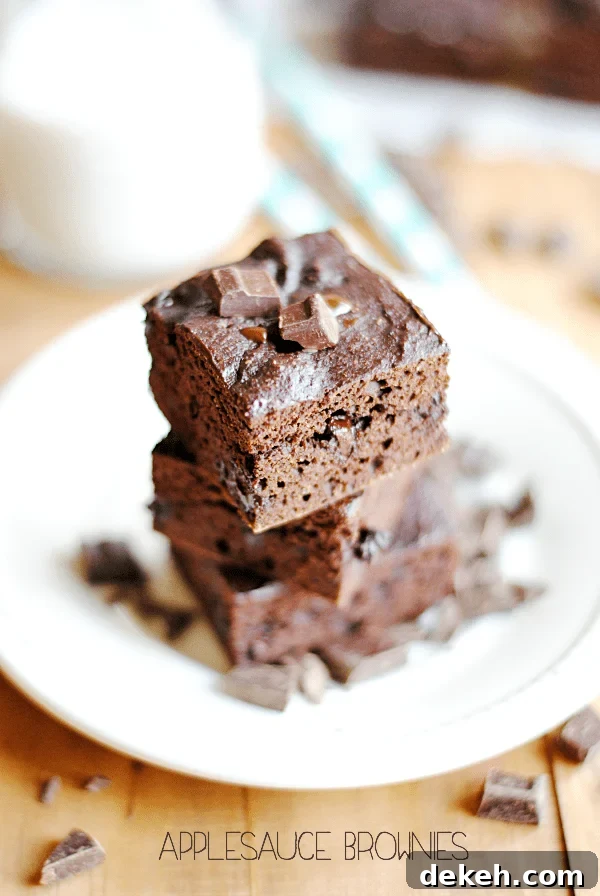 Healthy Applesauce Brownies by Something Swanky