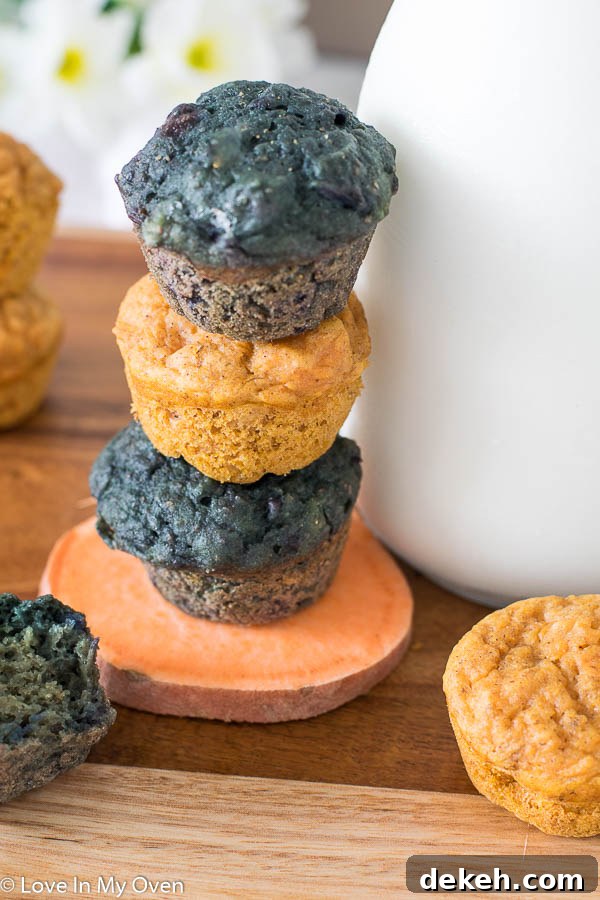 mini sweet potato muffins stacked