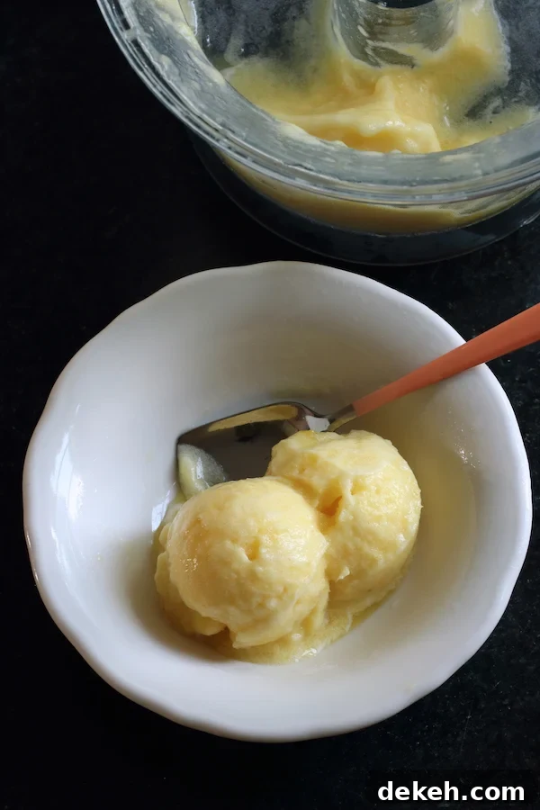 Pineapple dairy-free sorbet in a small bowl
