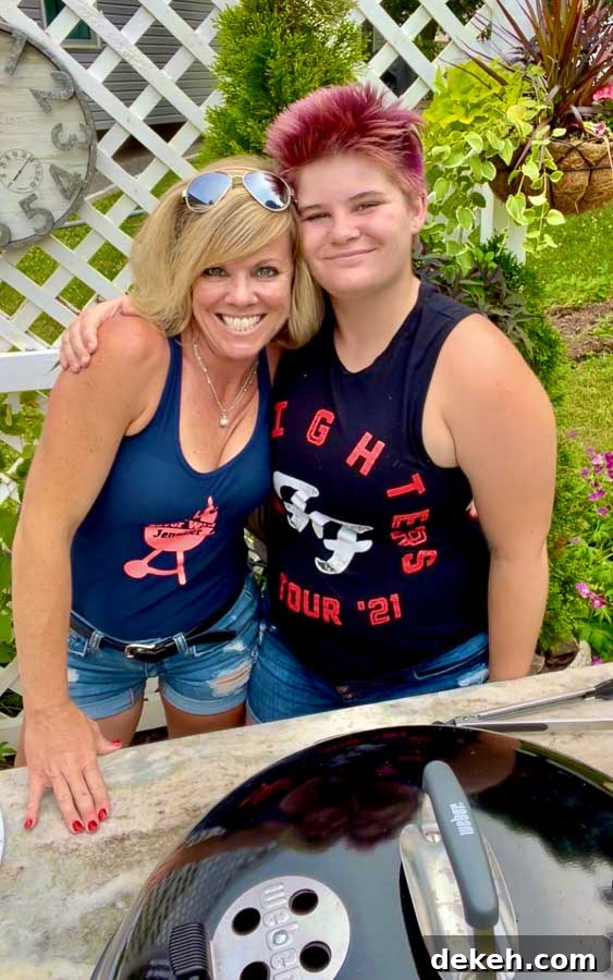 Jennifer and guest grilling