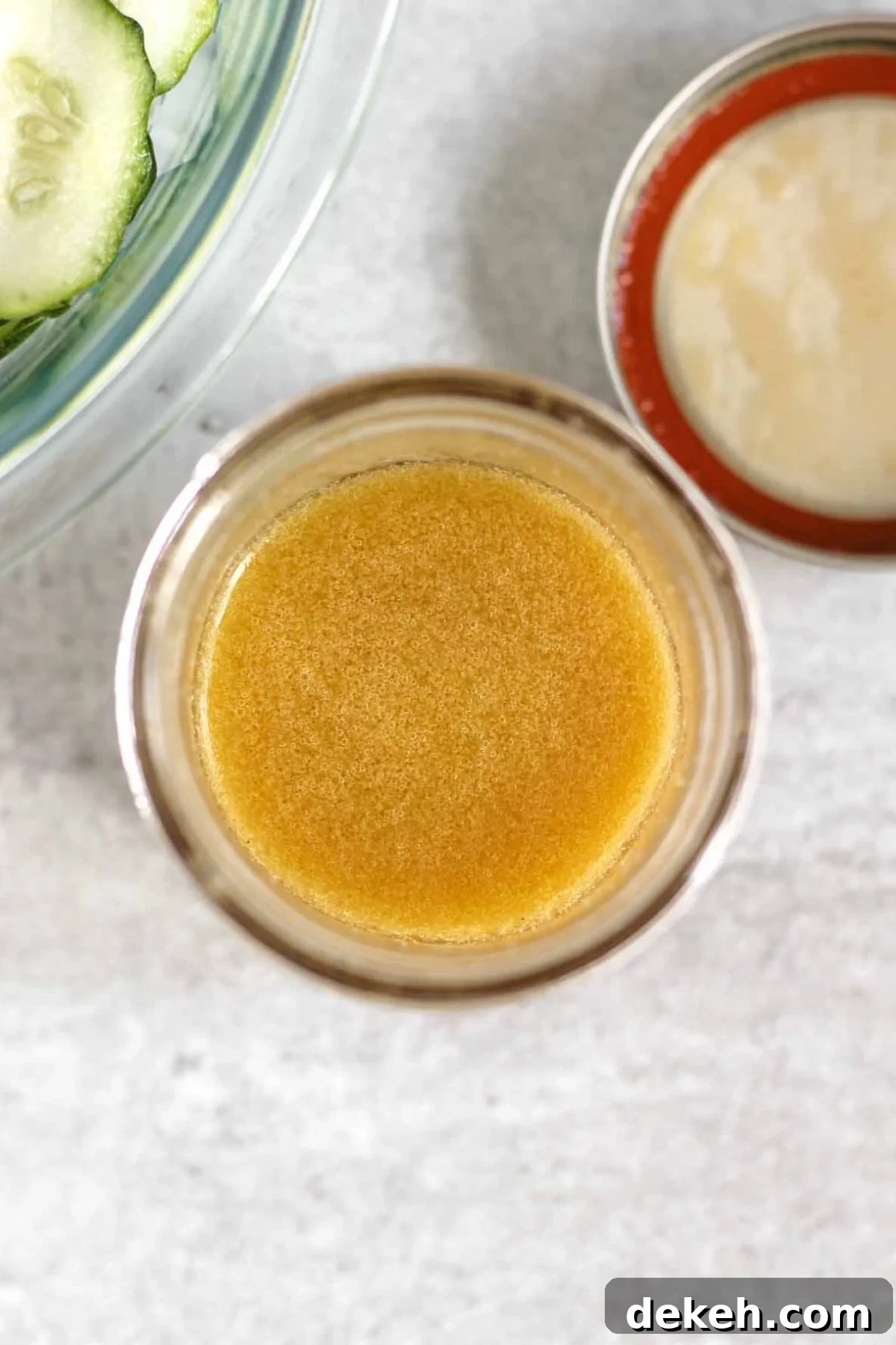 Vinaigrette dressing in a mason jar.