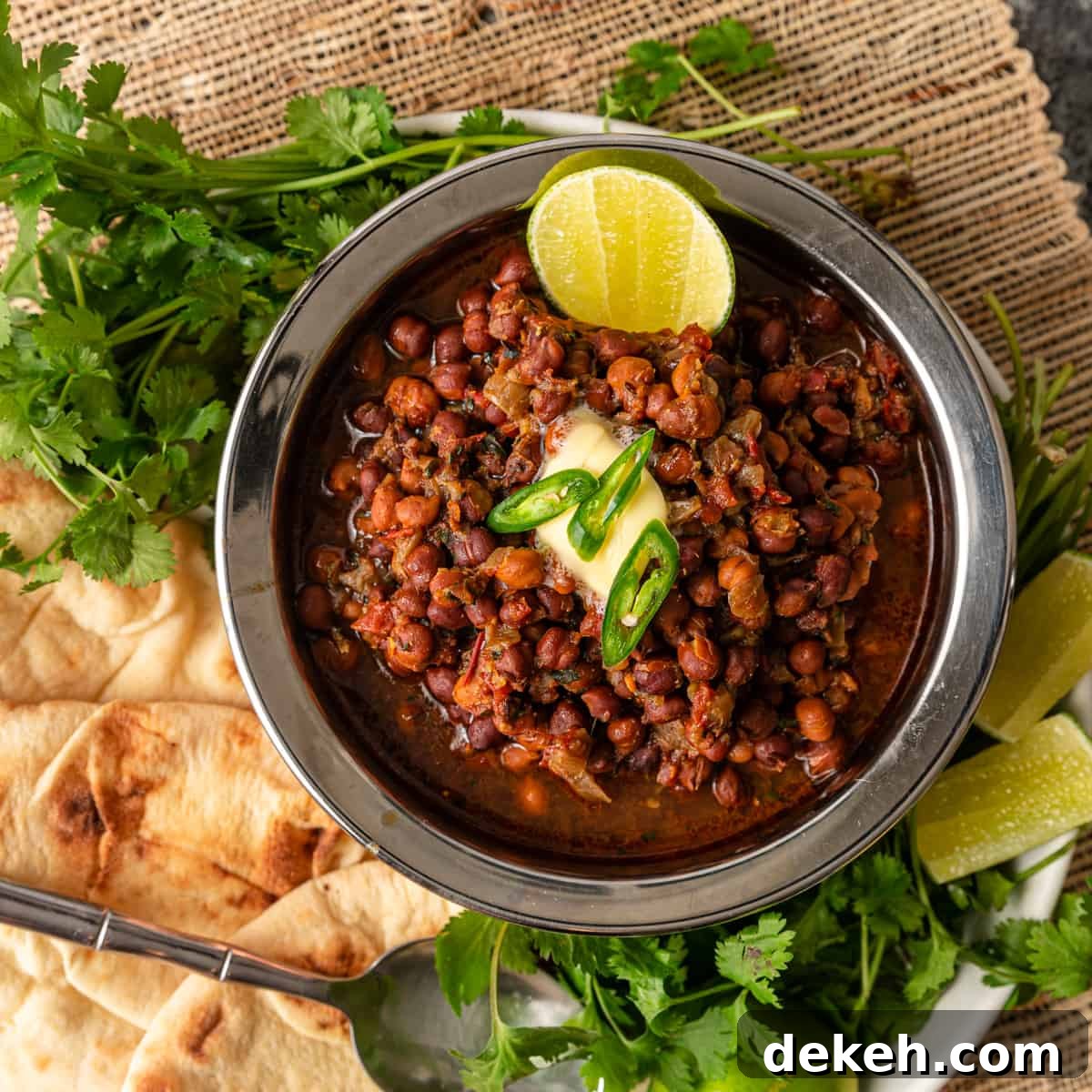 overhead: bowl of kala chana