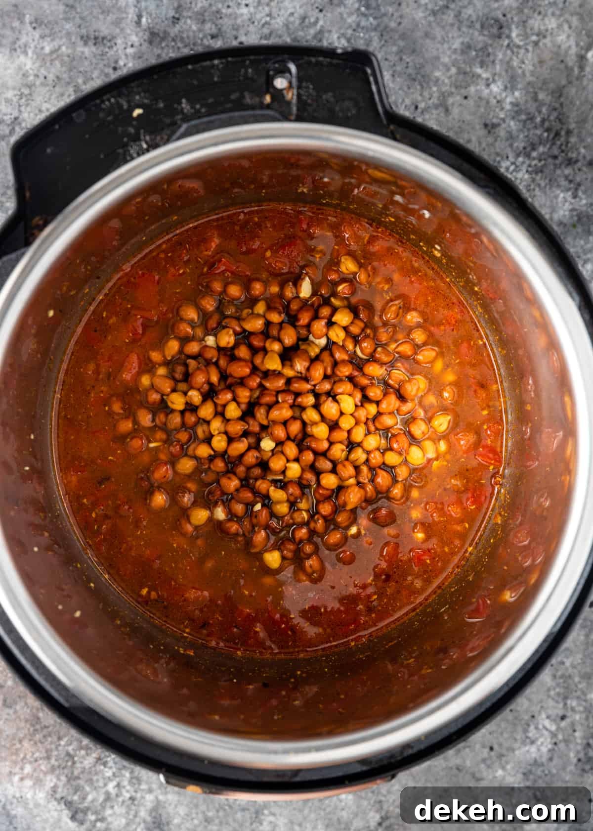 overhead: soaked kala chana in instant pot to cook