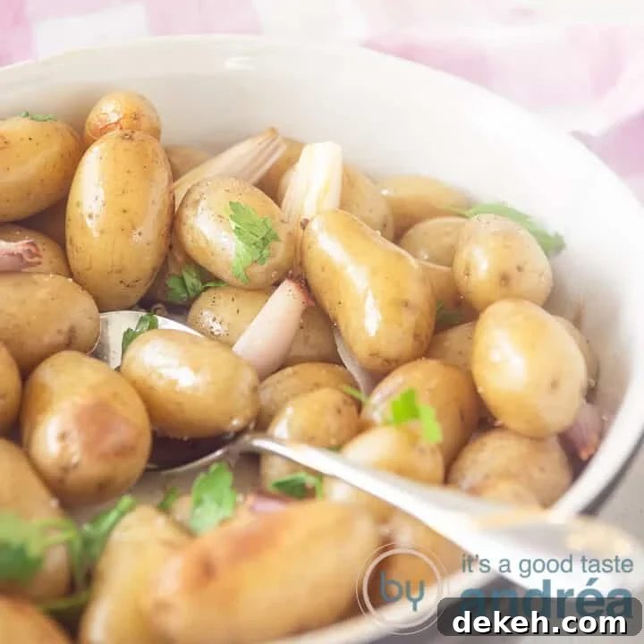 Oven roasted baby Dutch potatoes with shallots and herbs