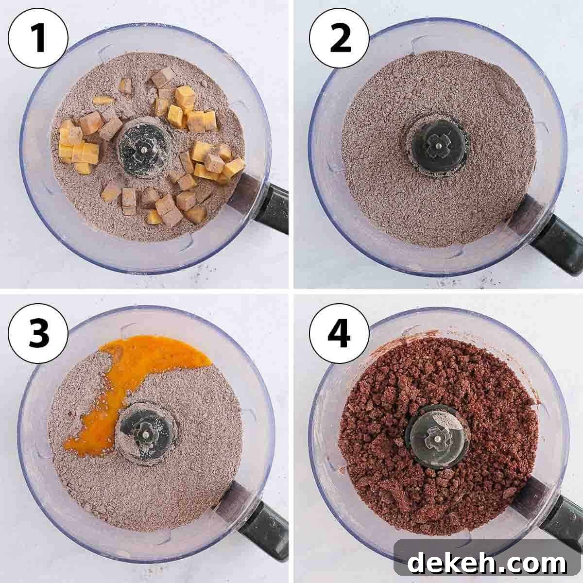 Process Shot Collage: making the pastry in the food processor.