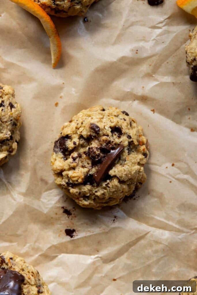 thick and chewy chocolate chip orange oatmeal cookies