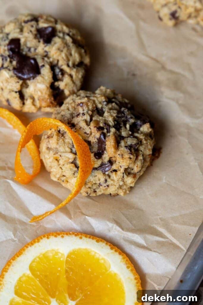 gluten-free chocolate chip oatmeal cookies with orange zest
