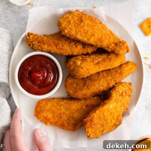 Cheez-it breaded chicken fingers.