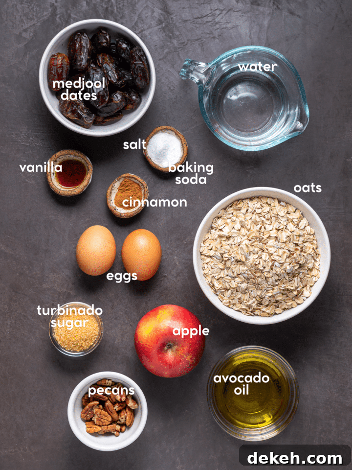 picture of the ingredients you need to make date muffins