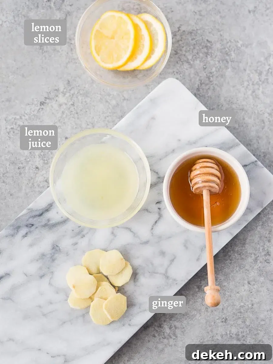 ingredients for lemon ginger tea