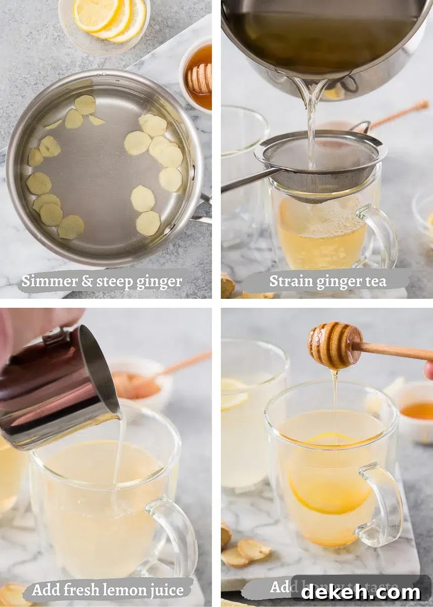 process shots of making ginger tea