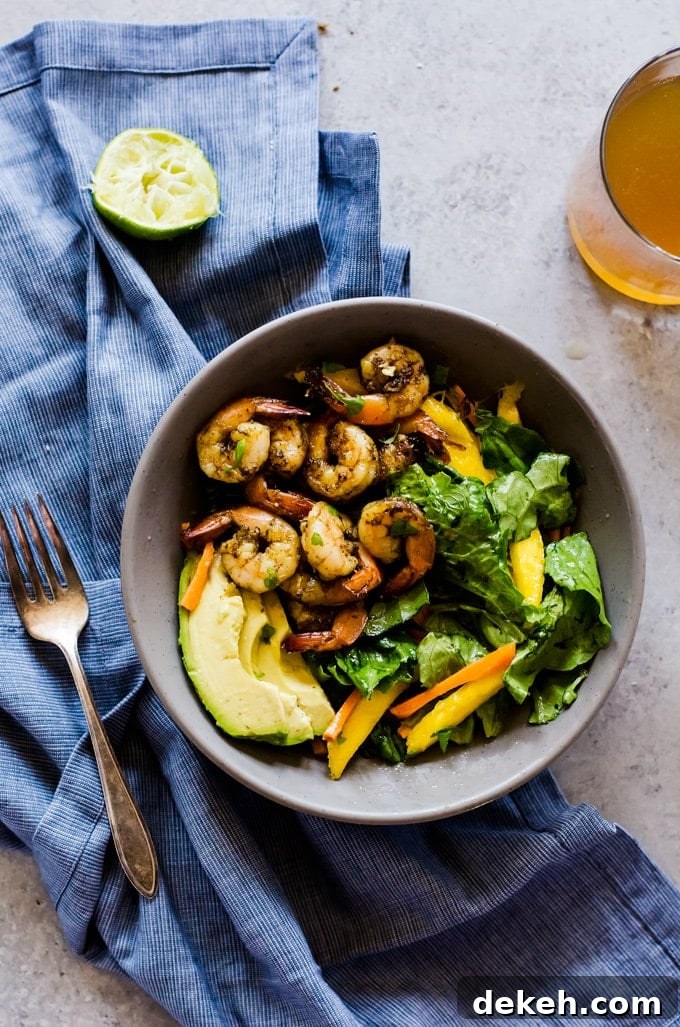 A fun and flavorful jerk shrimp salad