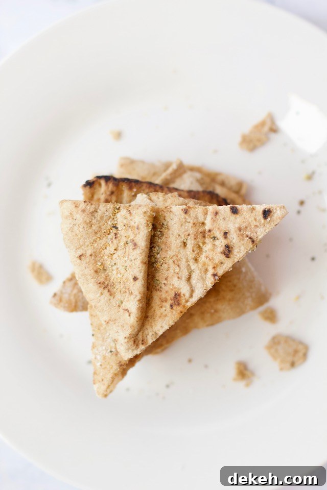 Homemade Pita Chips Stacked Overhead