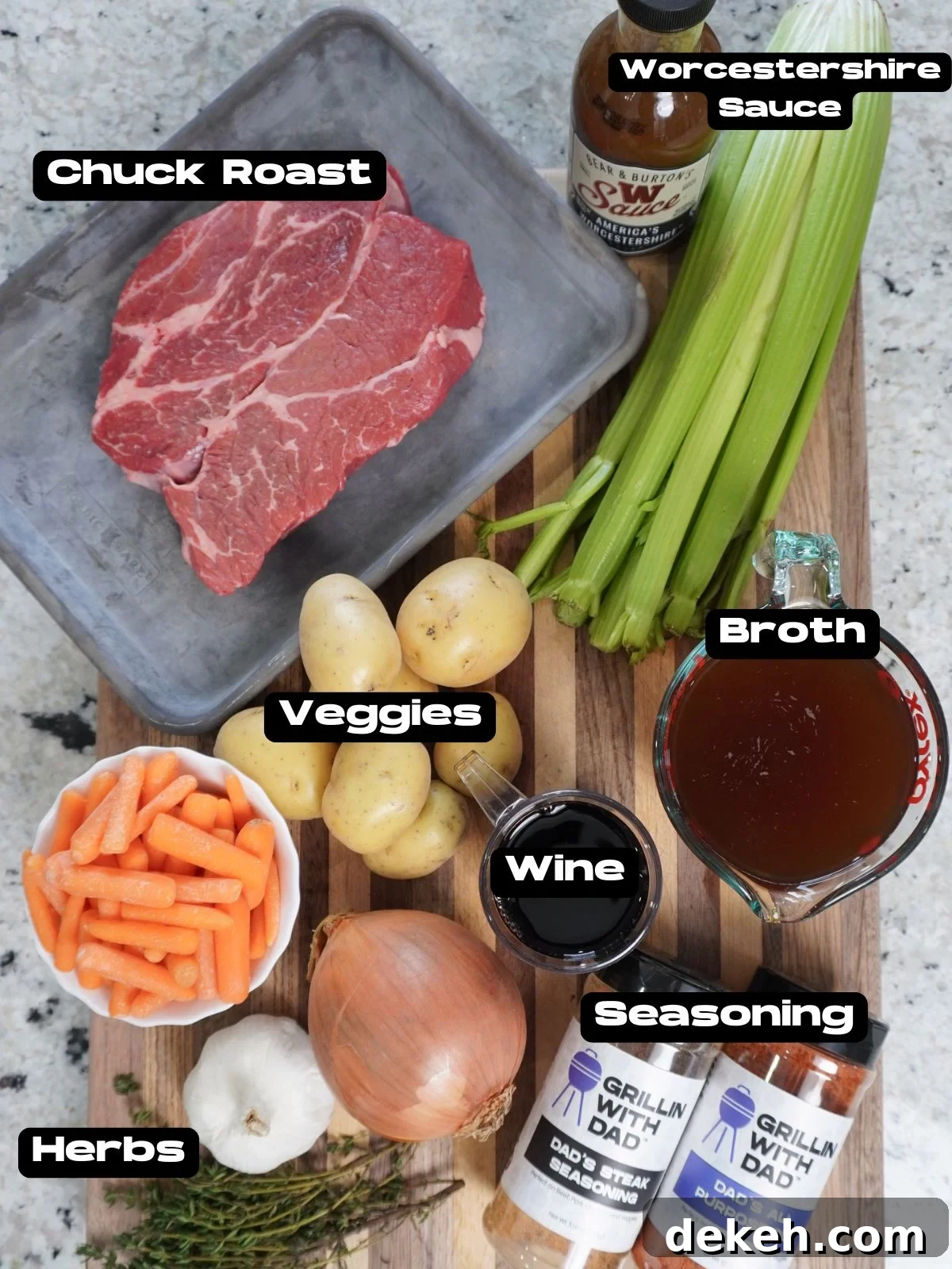 Easy smoked pot roast dinner ingredients.