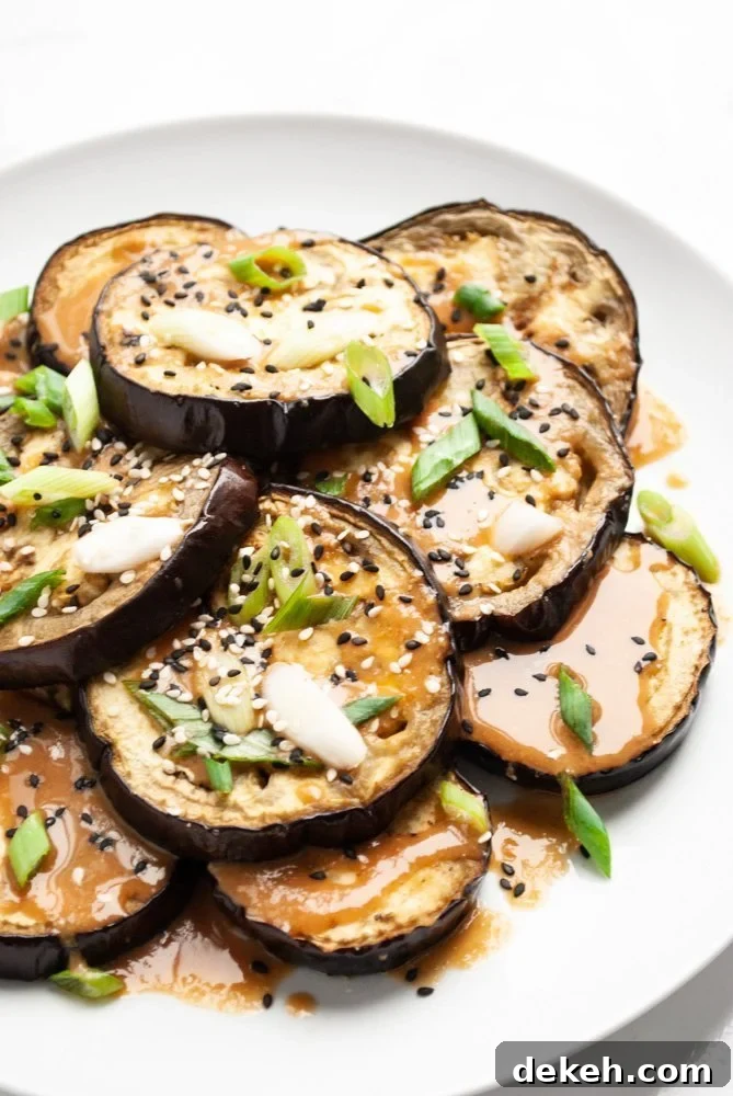 oven roasted miso eggplant drizzled with miso sauce