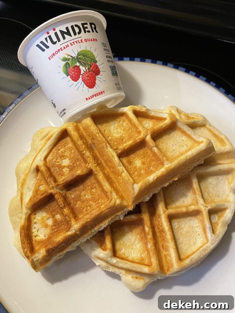 Raspberry quark waffles