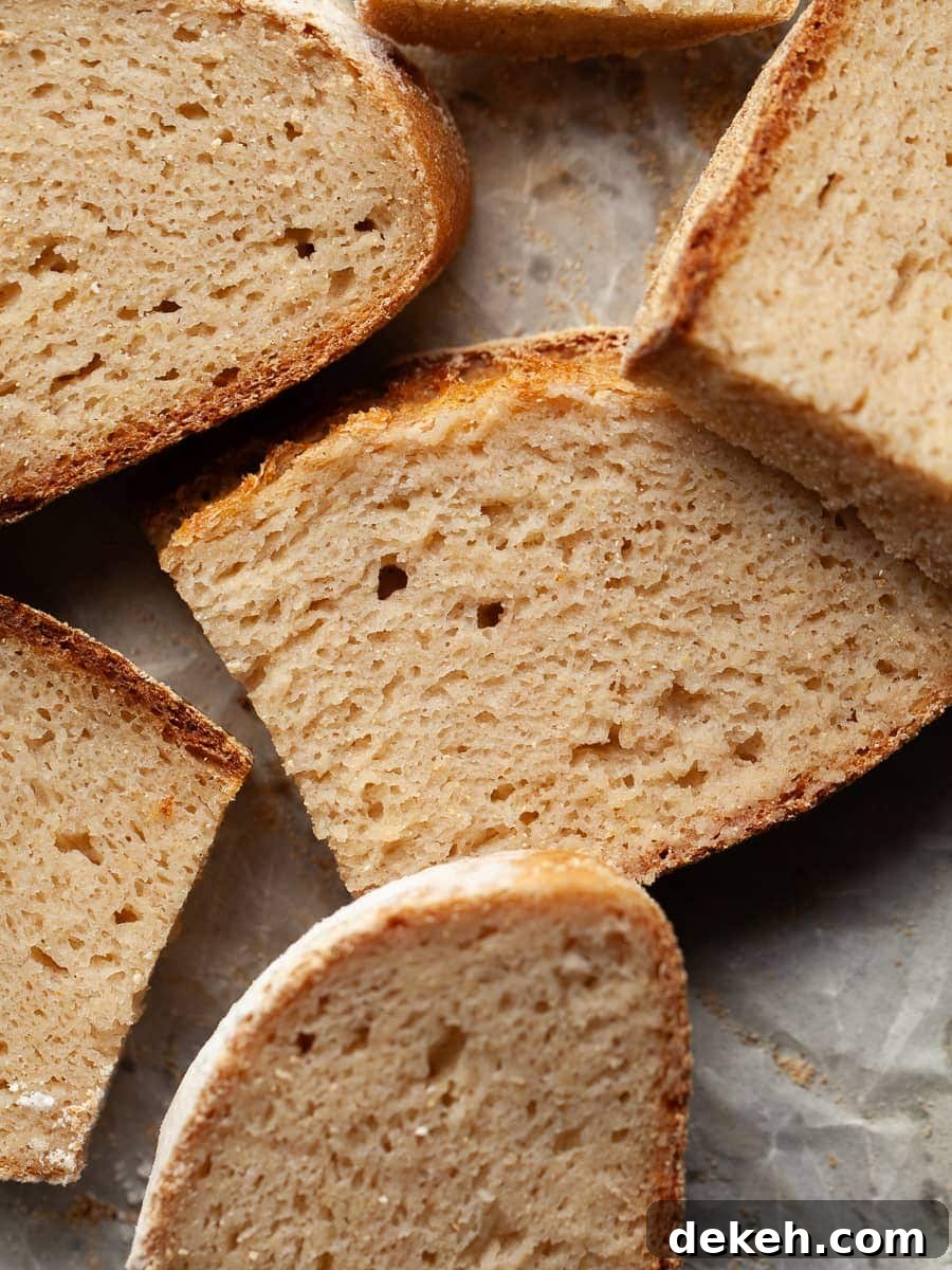 slices of gluten free artisan bread, slices of gluten free dutch oven bread