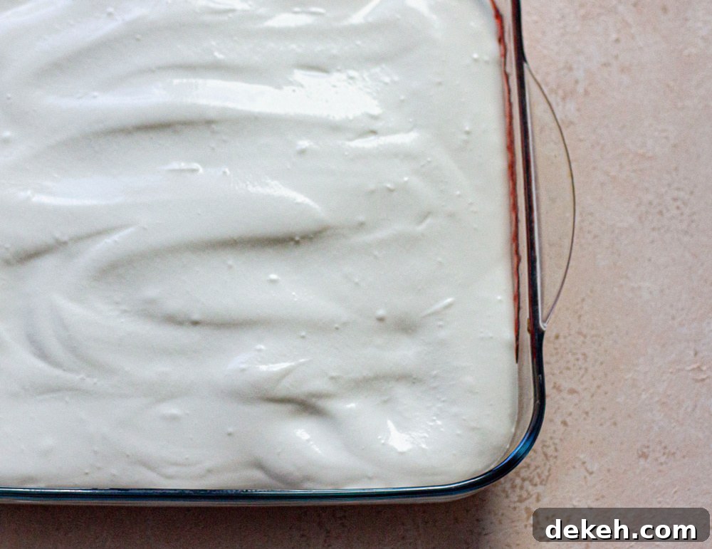 Chilled cake with whipped topping