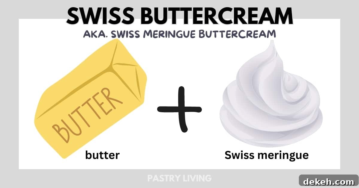 the illustration of showing what is swiss buttercream