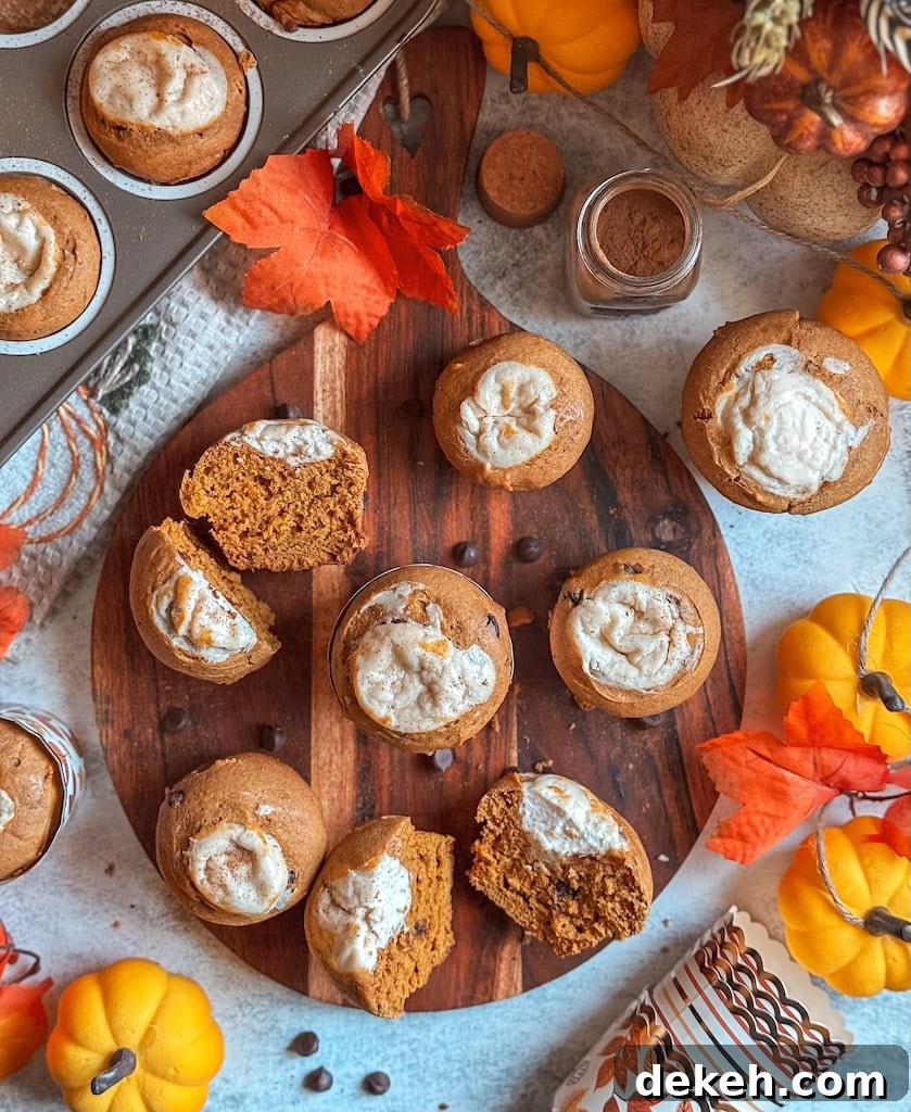 Pumpkin Cream Cheese Muffins with Chocolate Chips 