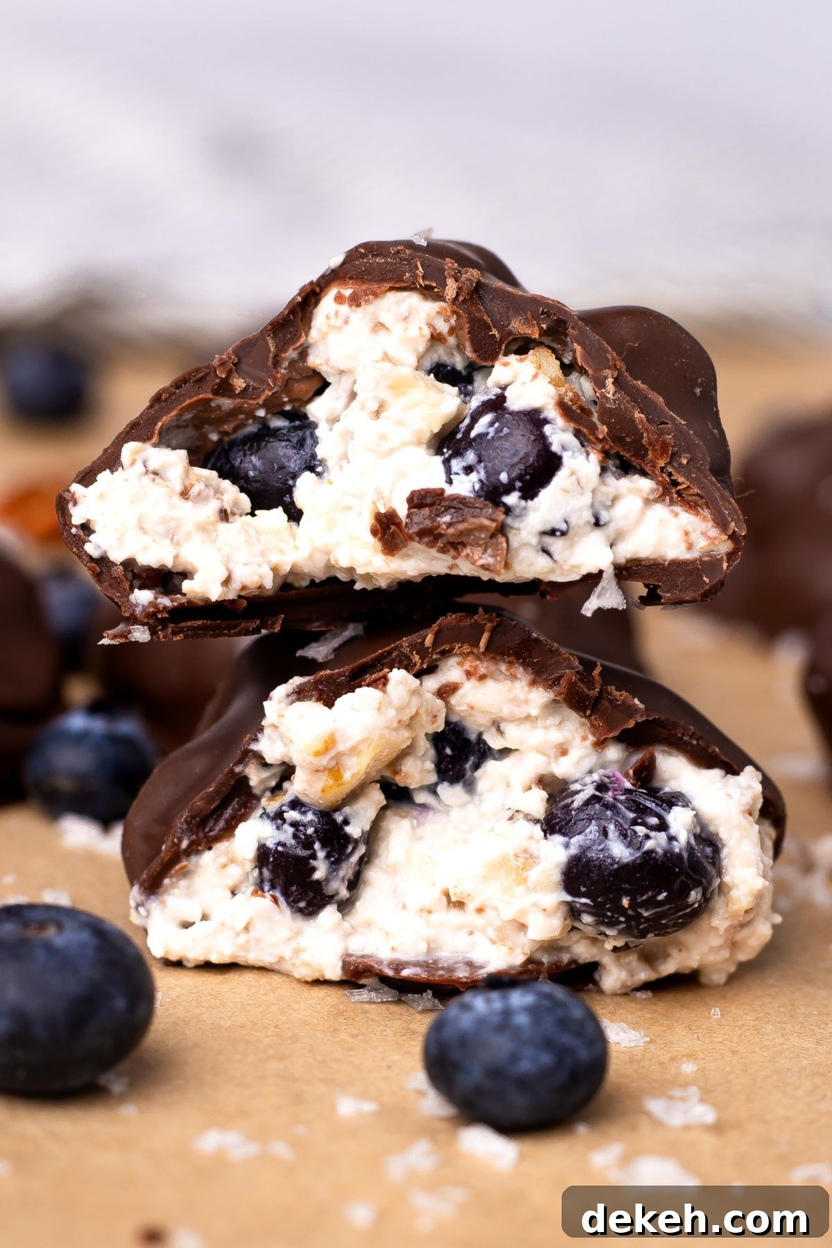 chocolate dipped blueberry cottage cheese clusters
