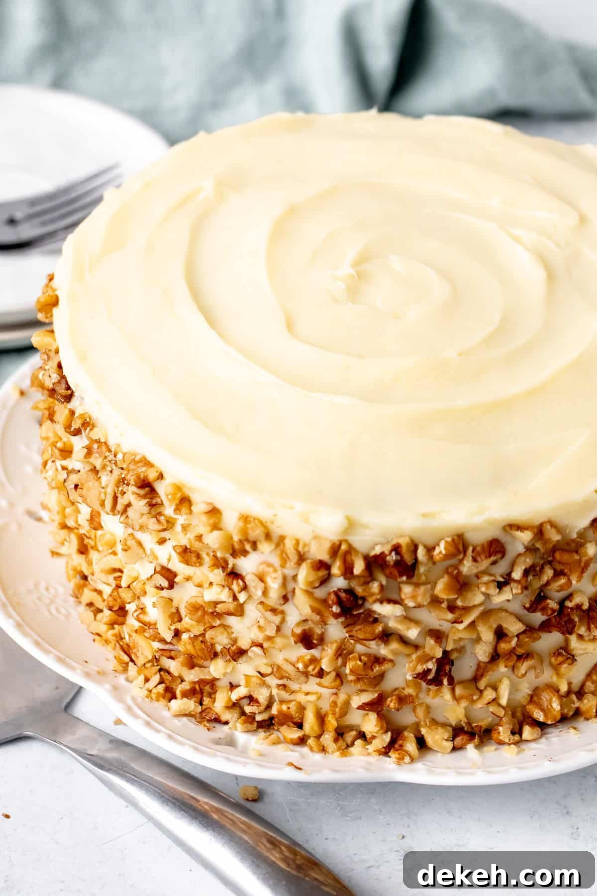 Carrot cake on a cutting board