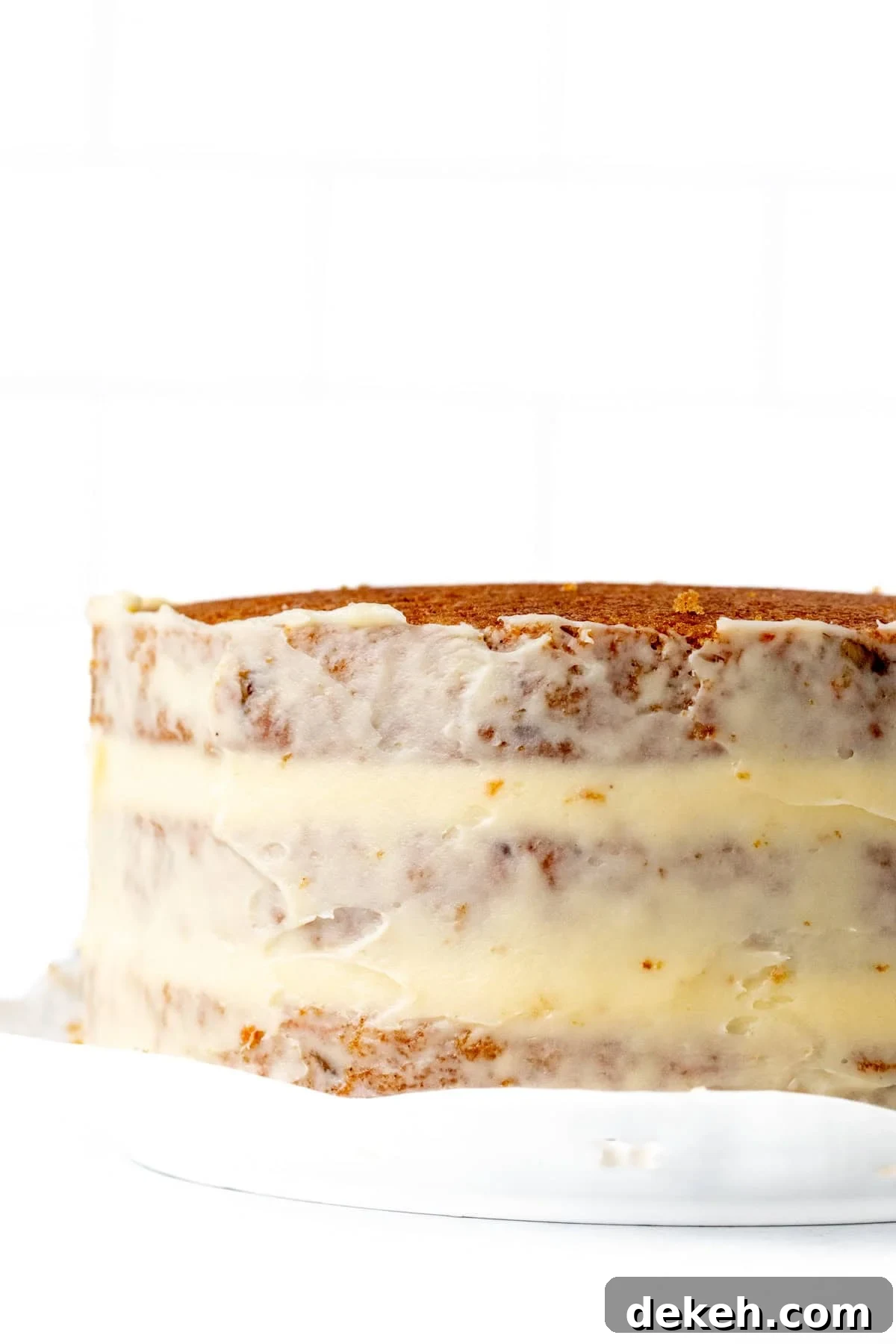 Three layer carrot cake with crumb coat
