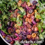 colorful no mayo potato salad with baby potatoes, shallots, watercress and herbs