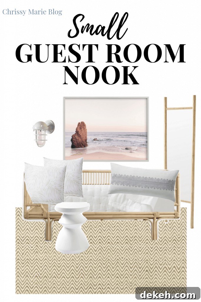 Pinterest Image That Shows a rattan daybed