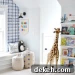 playroom with plaid wallpaper