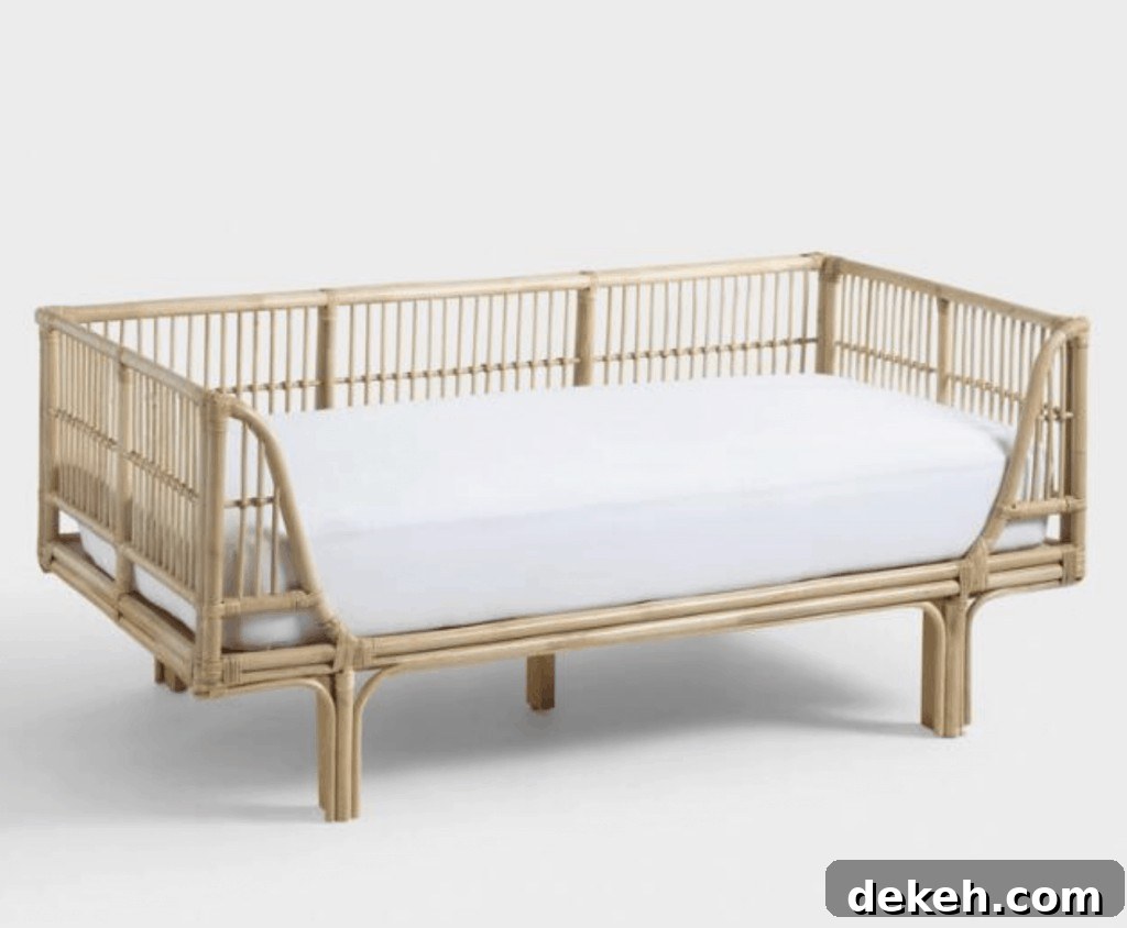 a rattan daybed with a mattress
