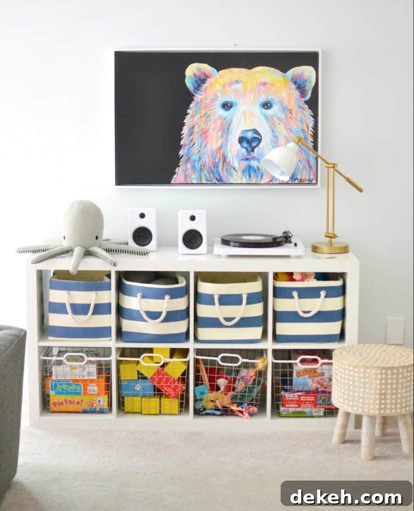ikea expedite with striped baskets