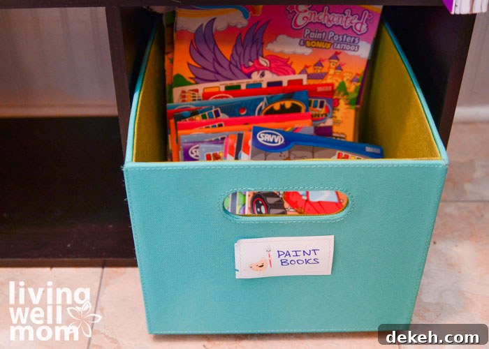 storing paint books for kids 