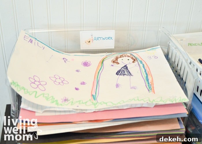 artwork pin with kids artwork papers 