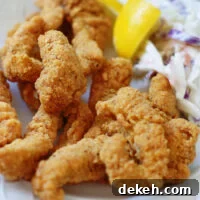 upclose of fried cornmeal coating
